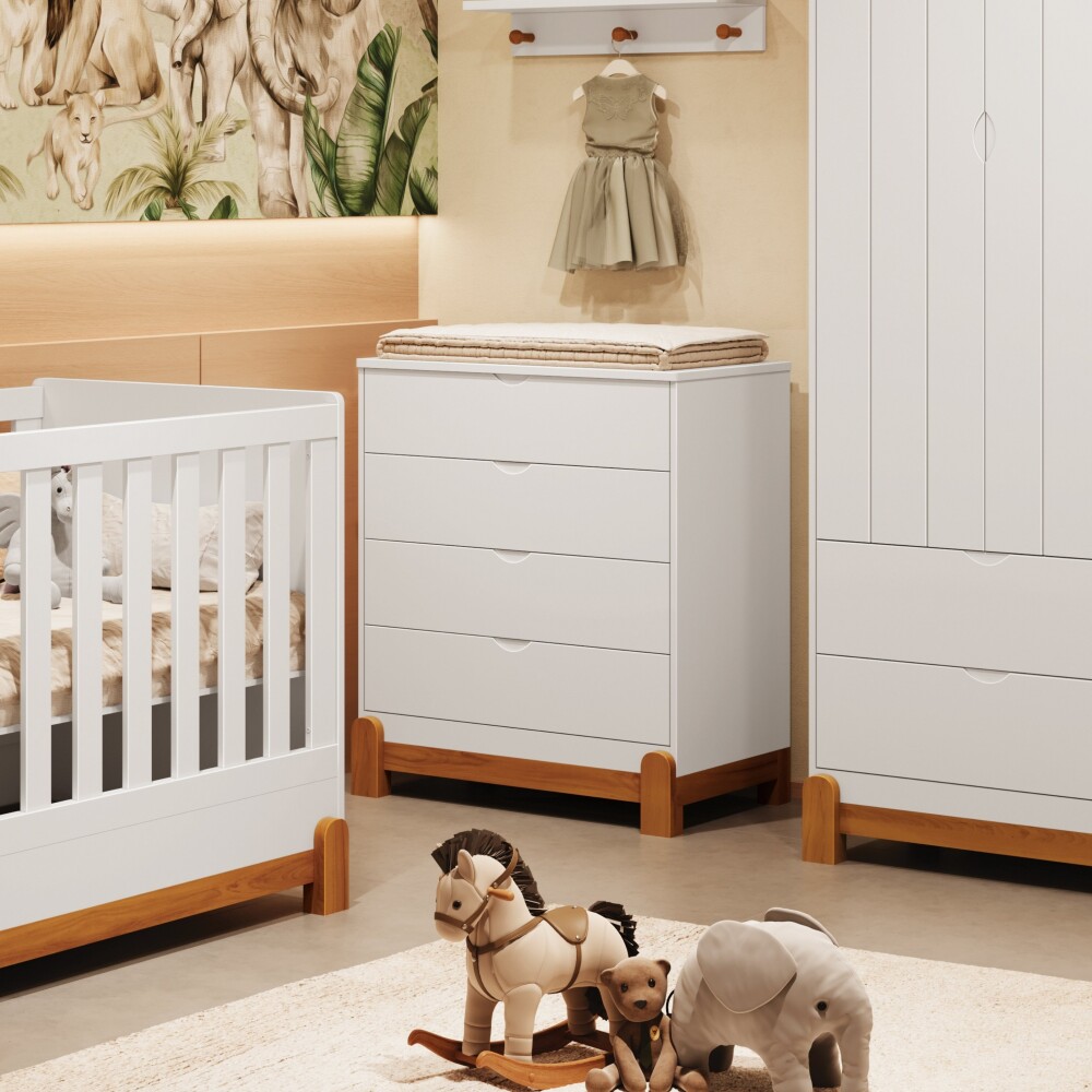 Cómoda 4 Cajones Infantil - Lotus Blanco