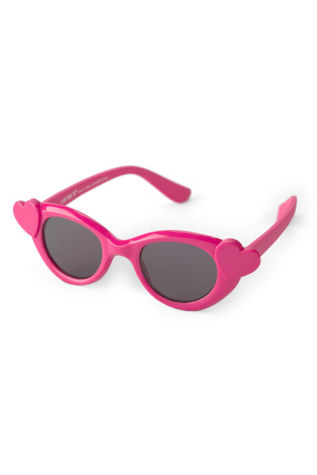 Lentes de sol, protección 100% UVA-UVB, rosados, diseño corazones laterales. Talle 12/24M Sin color