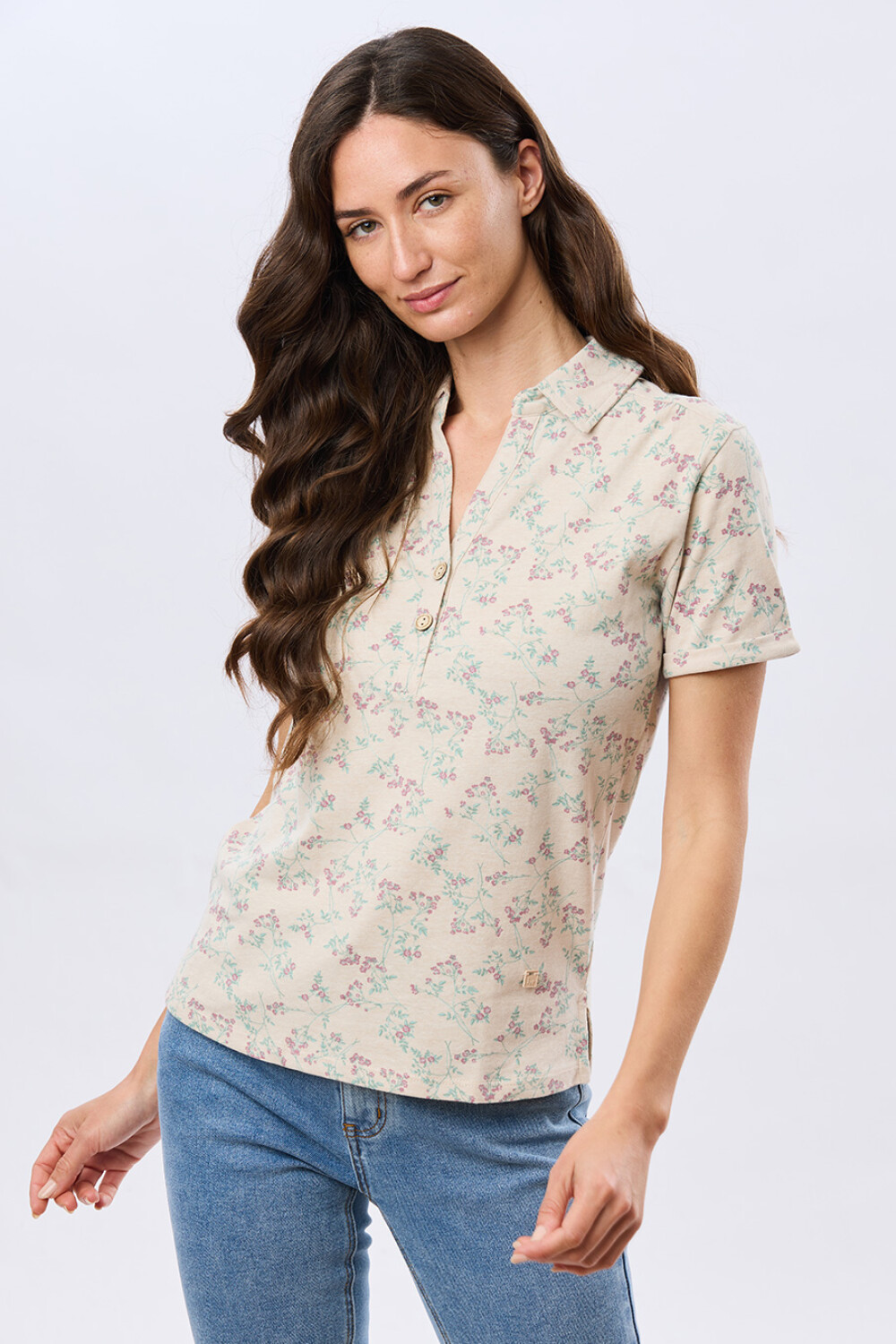CAMISA ESTAMPADA DE ALGODÓN Beige