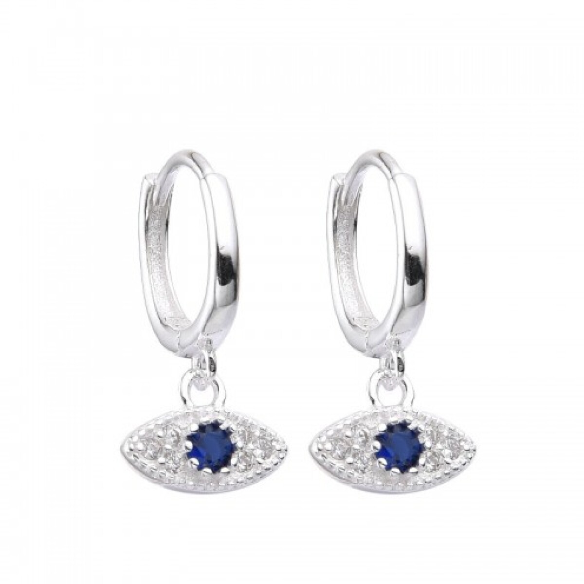 Par de aros de plata 925 con cirocnias, OJO TURCO. 