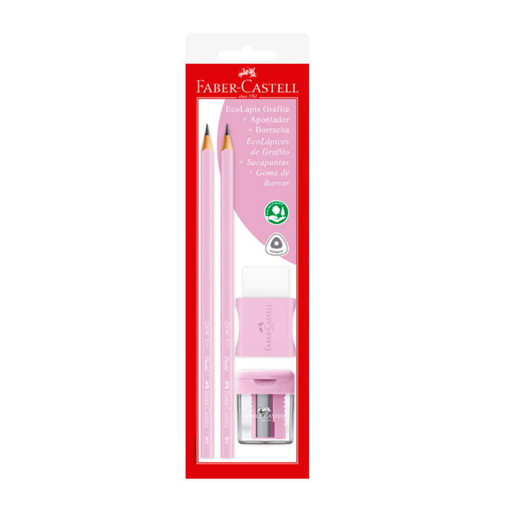 Blister Set Escolar Tonos Pastel Rosa Faber-Castell BLISTER SET ESCOLAR TONOS PASTEL ROSA FABER-CASTELL