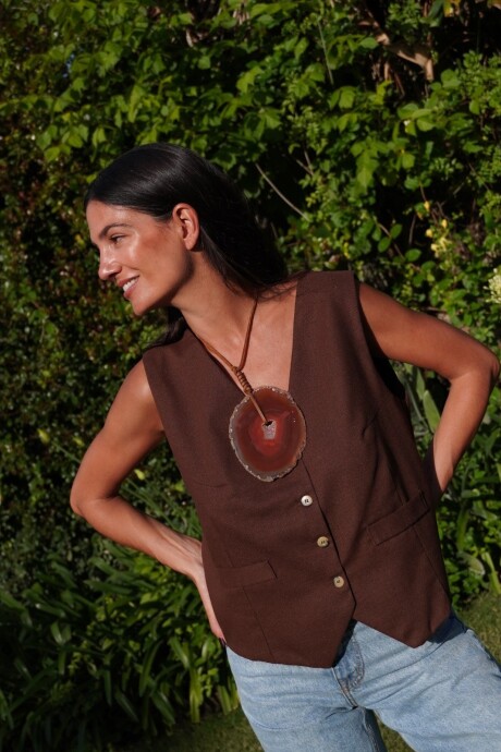 Avenue Vest Lino Chocolate
