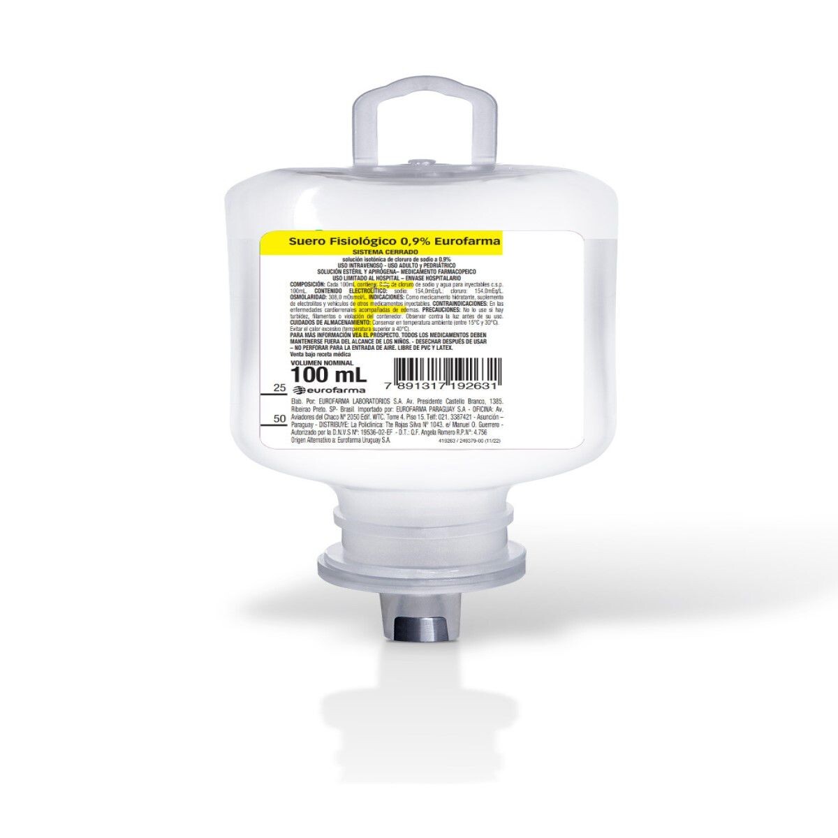 SUERO FISIOL. 0, 9% EUROFARMA FR.X100 ML 