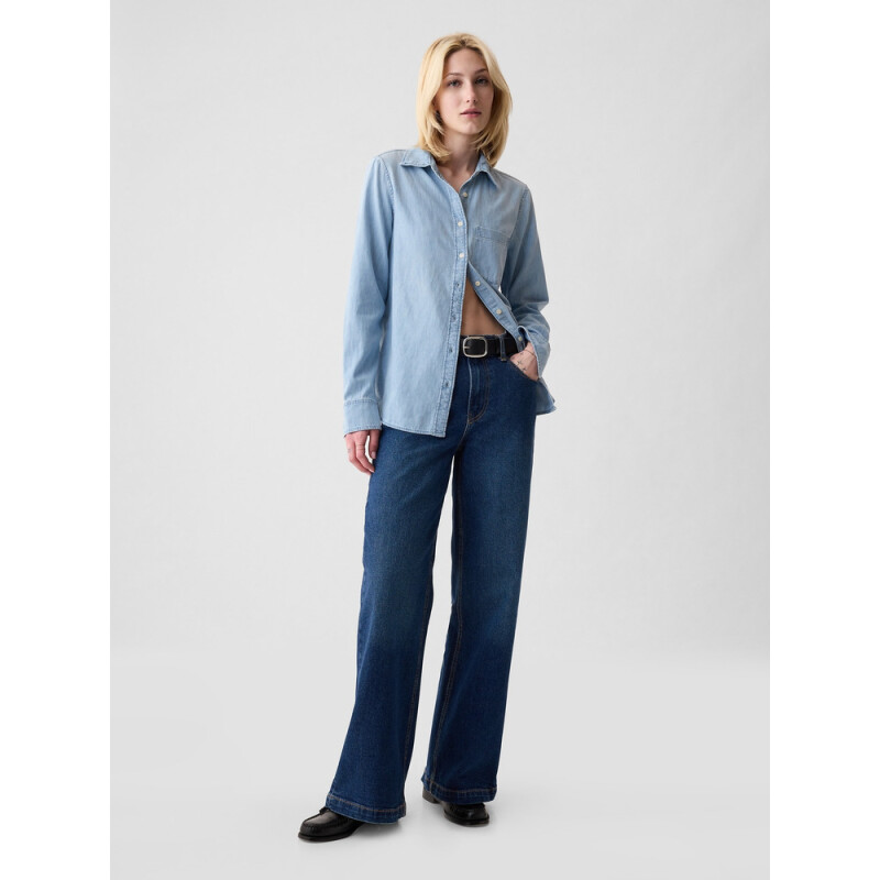 LS DENIM PERFECT SHIRT LIGHT WASH