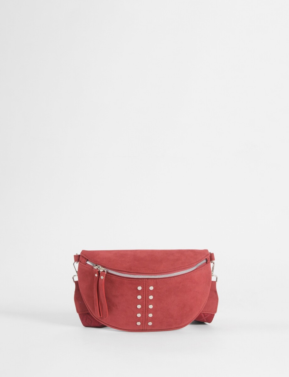 Riñonera suede con tachas - rojo 