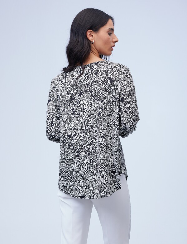 Blusa Keyhole NEGRO/BLANCO
