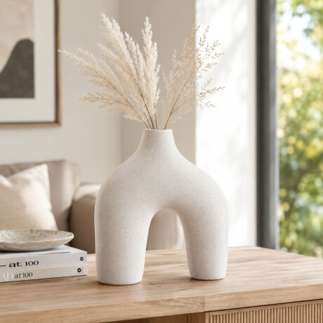 Florero en Cerámica Diseño Arco para Decoración 18x8x18Cm Blanco