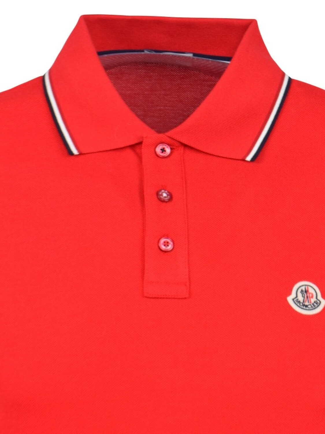 Moncler -Remera polo de algodón manga corta Rojo