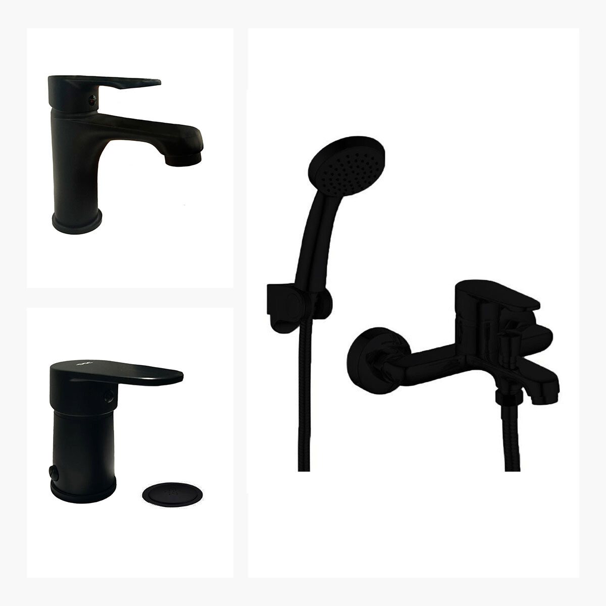 Juego De Griferia Lavatorio Bajo Ducha Exterior Y Ducha Higienica 