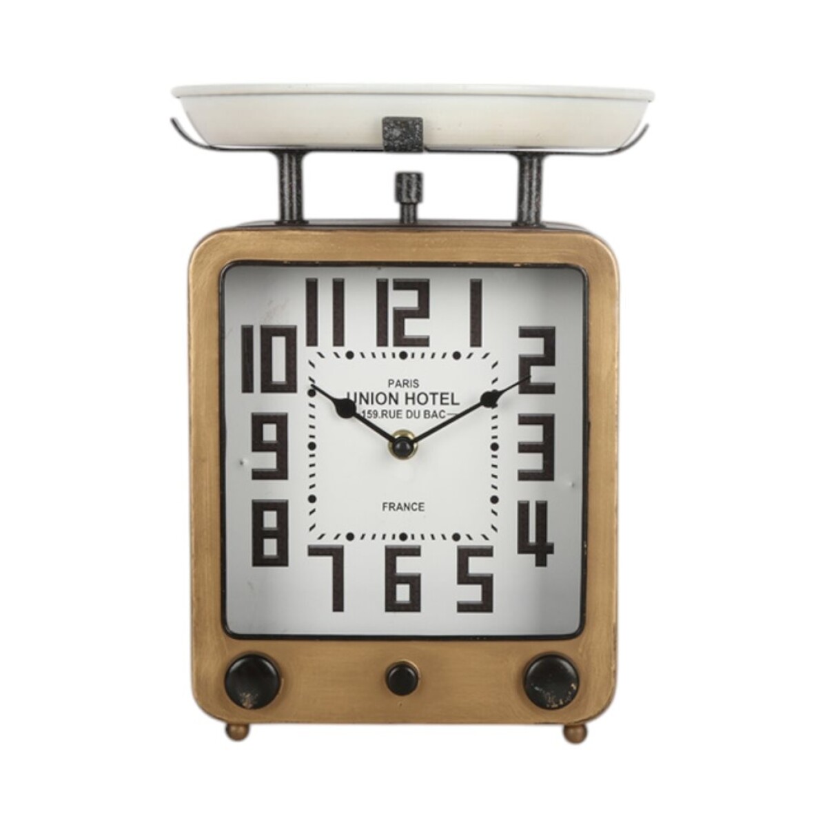 RELOJ DE MESA HIERRO 22X20X29CM PARIS UNION HOTEL 