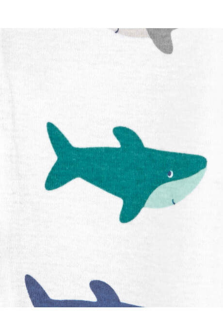 Pijama Sin Pies de Algodón con Estampado de Tiburón 0