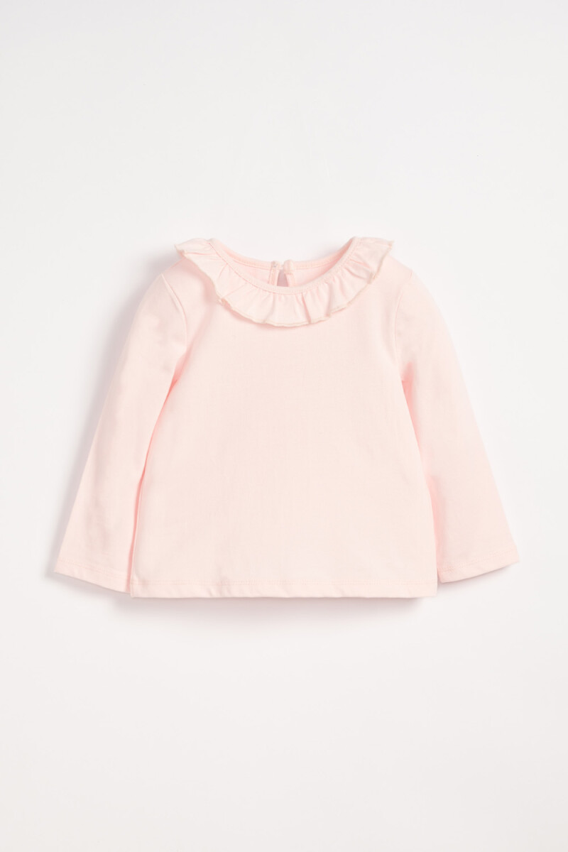 Remera Manga Larga Cuello Volado - Rosa 