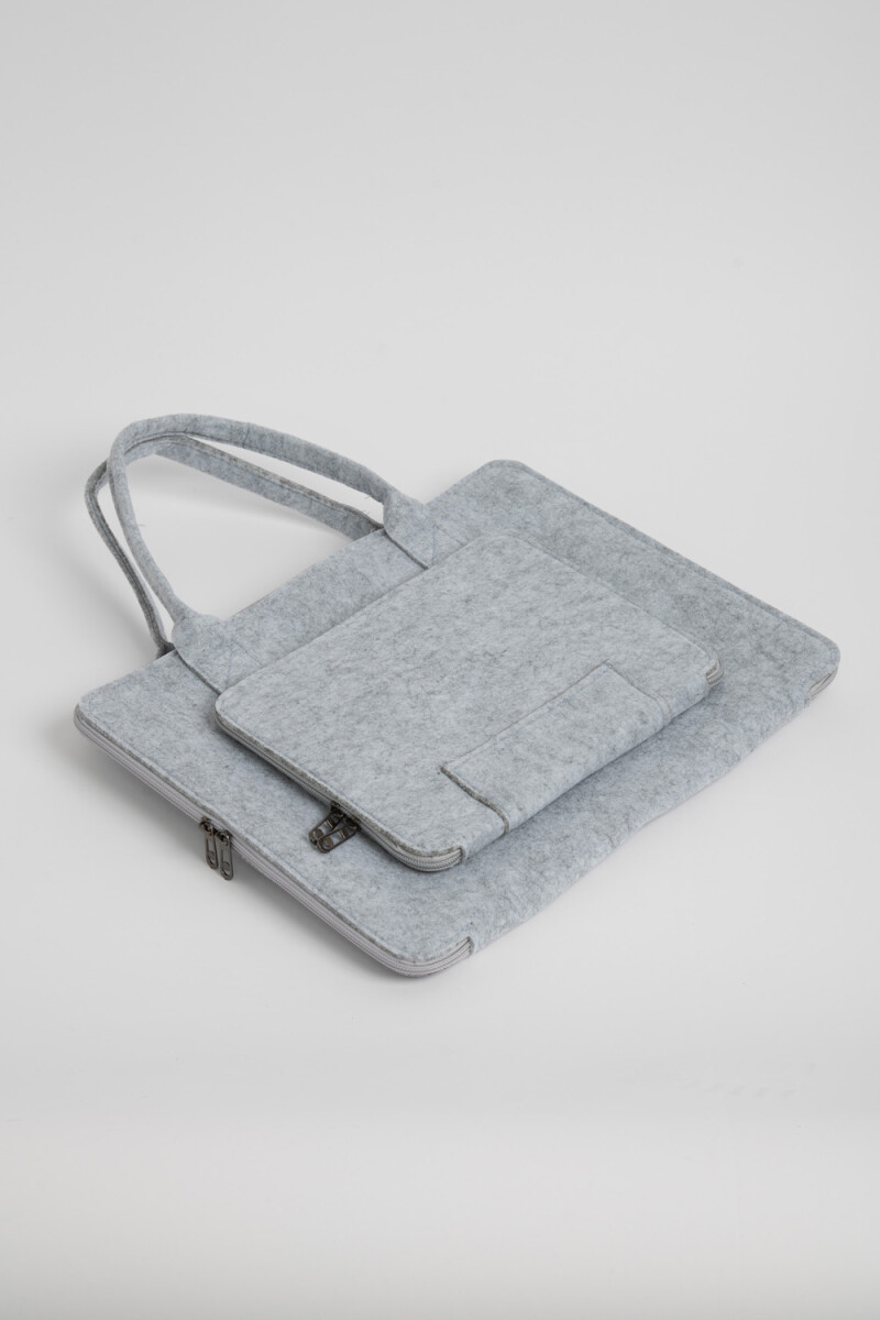 Porta laptop con bolsillo Gris Melange