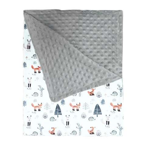 Manta Para Bebé 102 x 76 cm Animales Del Bosque Minky Blanco 1