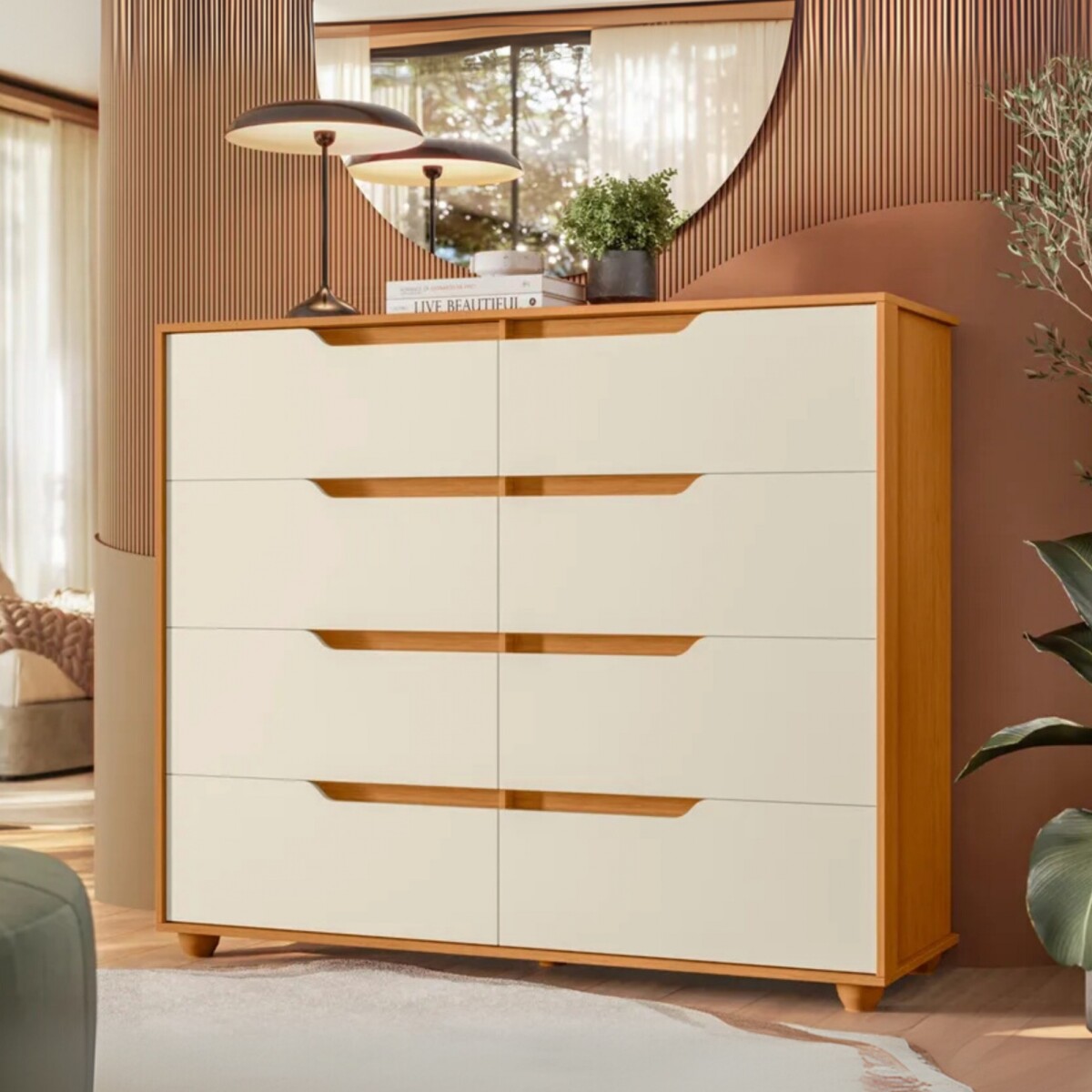 Cómoda 8 Cajones - Doble - Marrón 