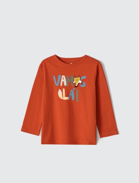 CAMISETA INFANTIL CON ESTAMPA NARANJA