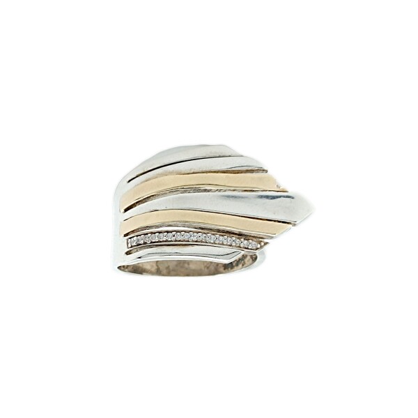 Anillo Punta-Plata y Oro-Piedra Zirconia-AN5375 conpiedra