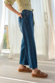Jean Wide Leg Slit Azul