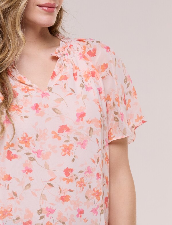Blusa Flores Acuareladas CORAL/MULTI