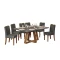 Juego De Comedor - 6 Sillas + Mesa Vidrio - Celeste Gris