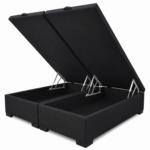 Base Box Baul para Sommier Colchon - Estructura Madera Maciza - Negro 158 x 198 x 35 cm Doble
