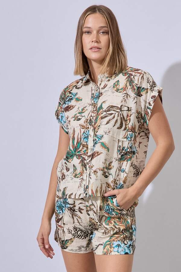 Camisa Lino Botanic BEIGE/MULTI