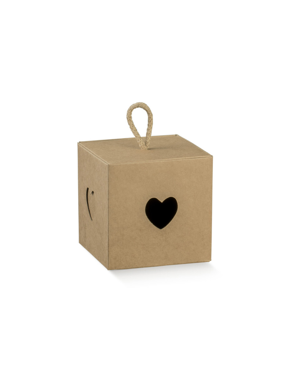 CAJA CORAZON 5X5X5 cm - KRAFT MARRON 