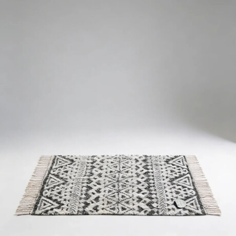 Alfombra Triángulos Tribal Decorativa Étnica Moderna Blanco