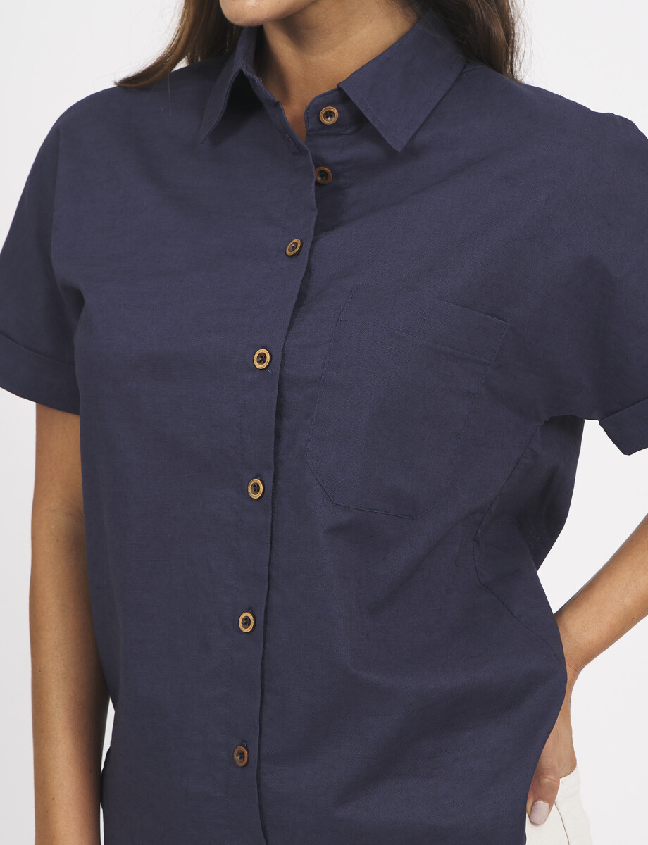 Camisa lino azul