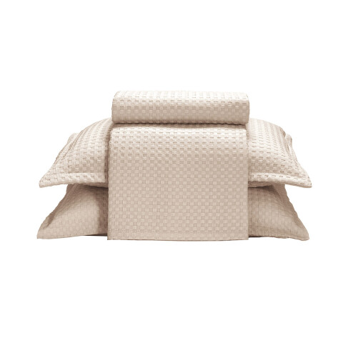 Juego Colcha y Funda Dohler Provenza Queen 100% Microfibra BEIGE