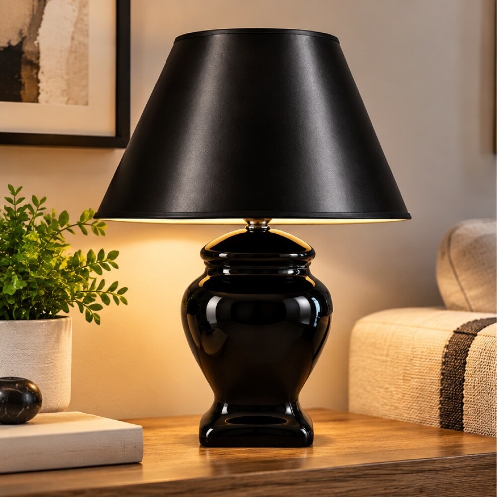 Lampara Jarron Cuadrado Negra YFS14980 30 cms. Lampara Jarron Cuadrado Negra YFS14980 30 cms.