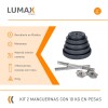 Kit 2 Mancuernas Maciza Cromada C/ Rosca + 10 Kilos Pesas 4x2.5Kg