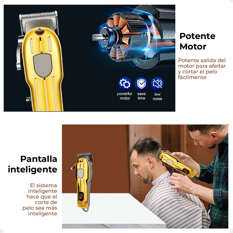 Cortadora de Pelo Profesional Recargable con Accesorios Dorada