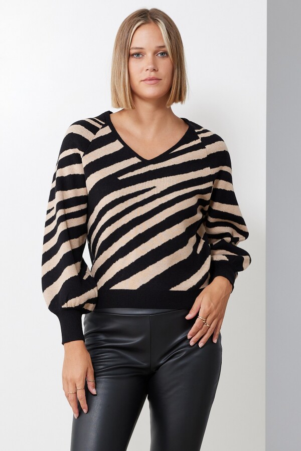 Buzo Zebra Print NEGRO/BEIGE