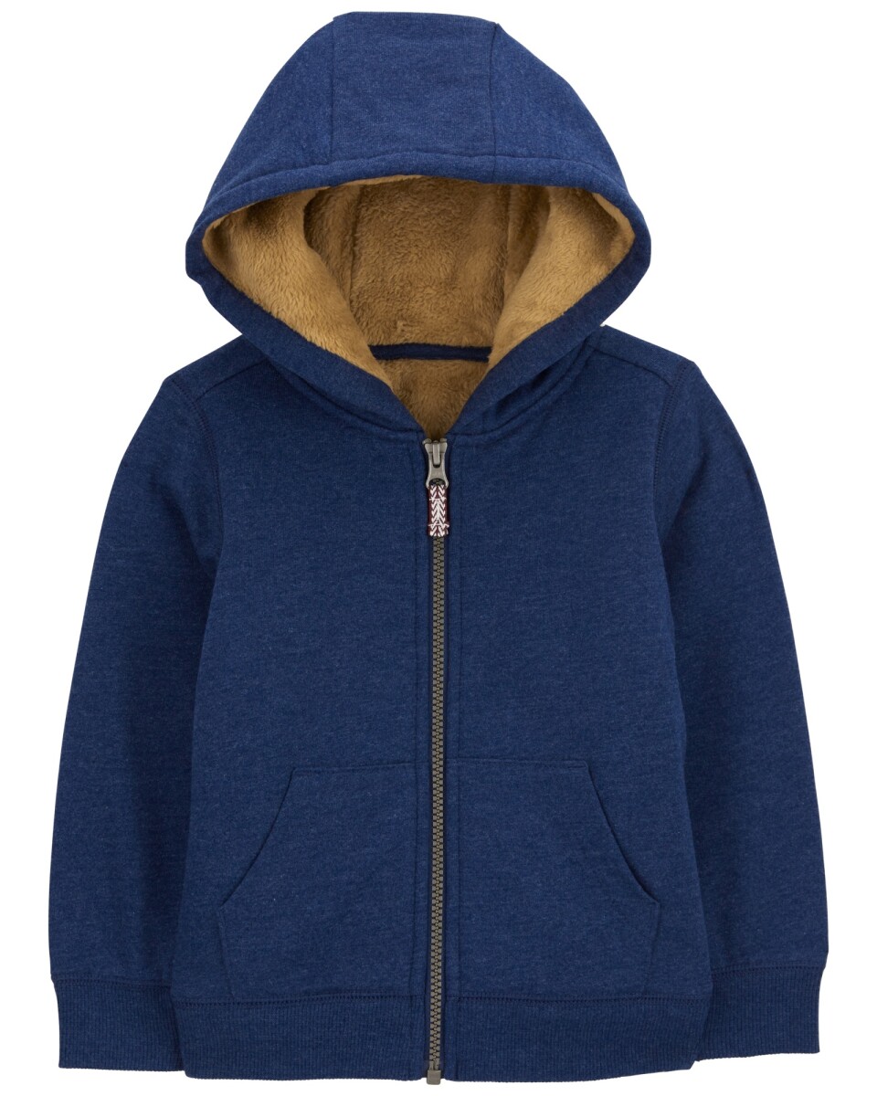 Campera de algodón, con forro de sherpa, azul marino 