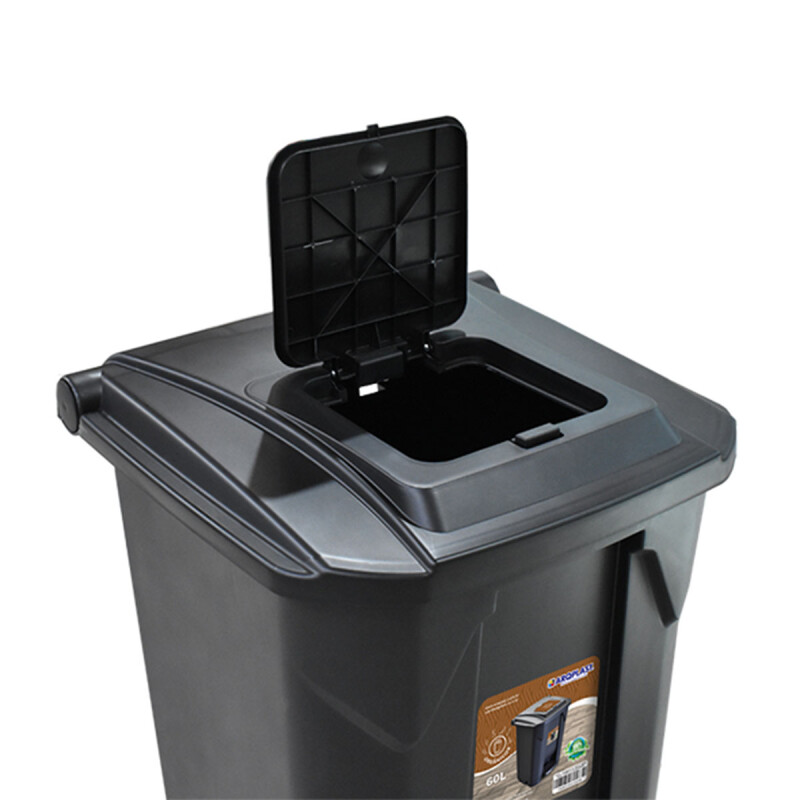 Tarro de residuos con ruedas pedal 60 lts MARRON