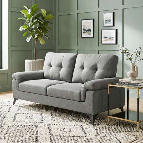 Sillon 2 Cuerpos Tela y Madera Natural Living Lamona Gris Oscuro