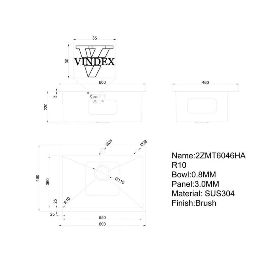 Pileta Simple Brush 60 x 46 Cm Pileta Simple Brush 60 x 46 Cm