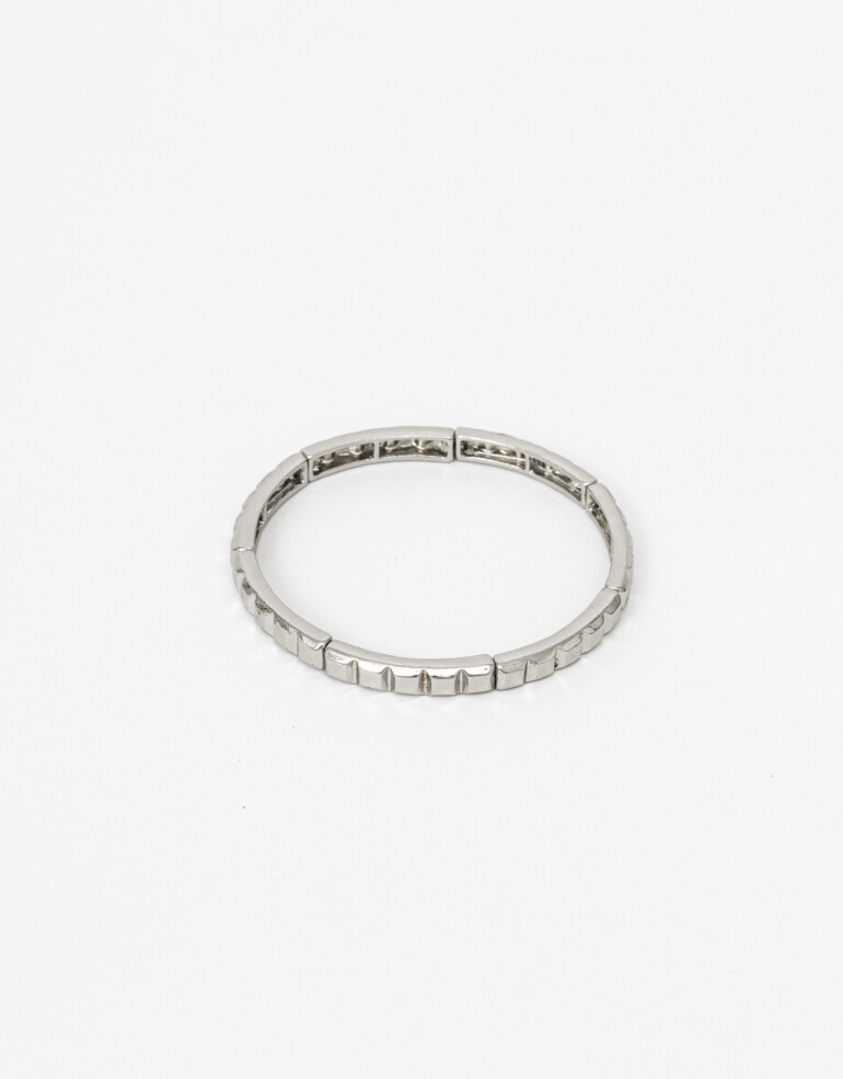 Pulseras Elásticas Metal Pulsera Elástica Metal Cuadrado - Plateado Rodio