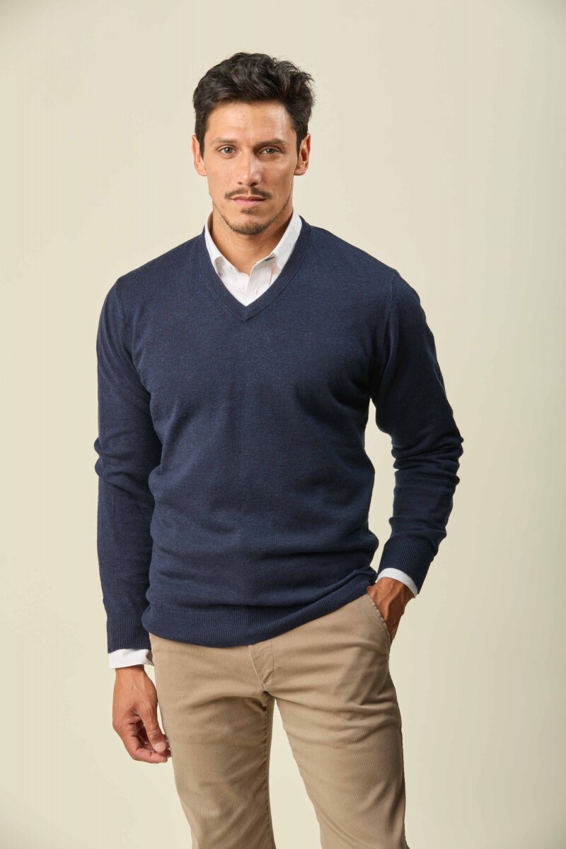 Buzo Lambswool Escote V - Marino 