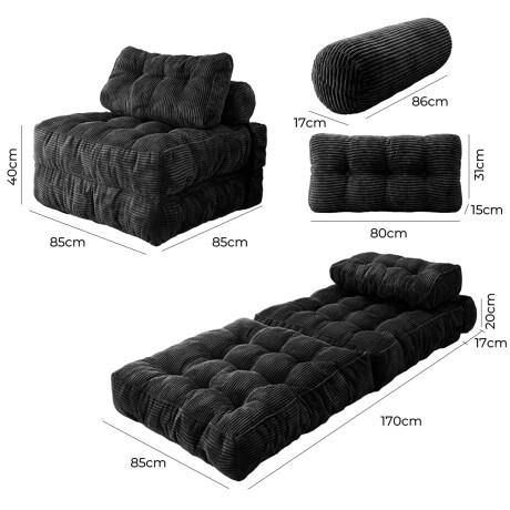 Sofá Sillón Cama Plegable Cloudnest + Almohada Living Negro
