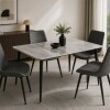 Juego de comedor mesa mármol + 4 sillas en ecocuero Blanco marmol