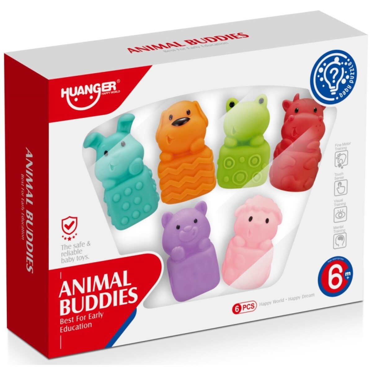 Set de 6 Animalitos Huanger Silicona Texturizada 