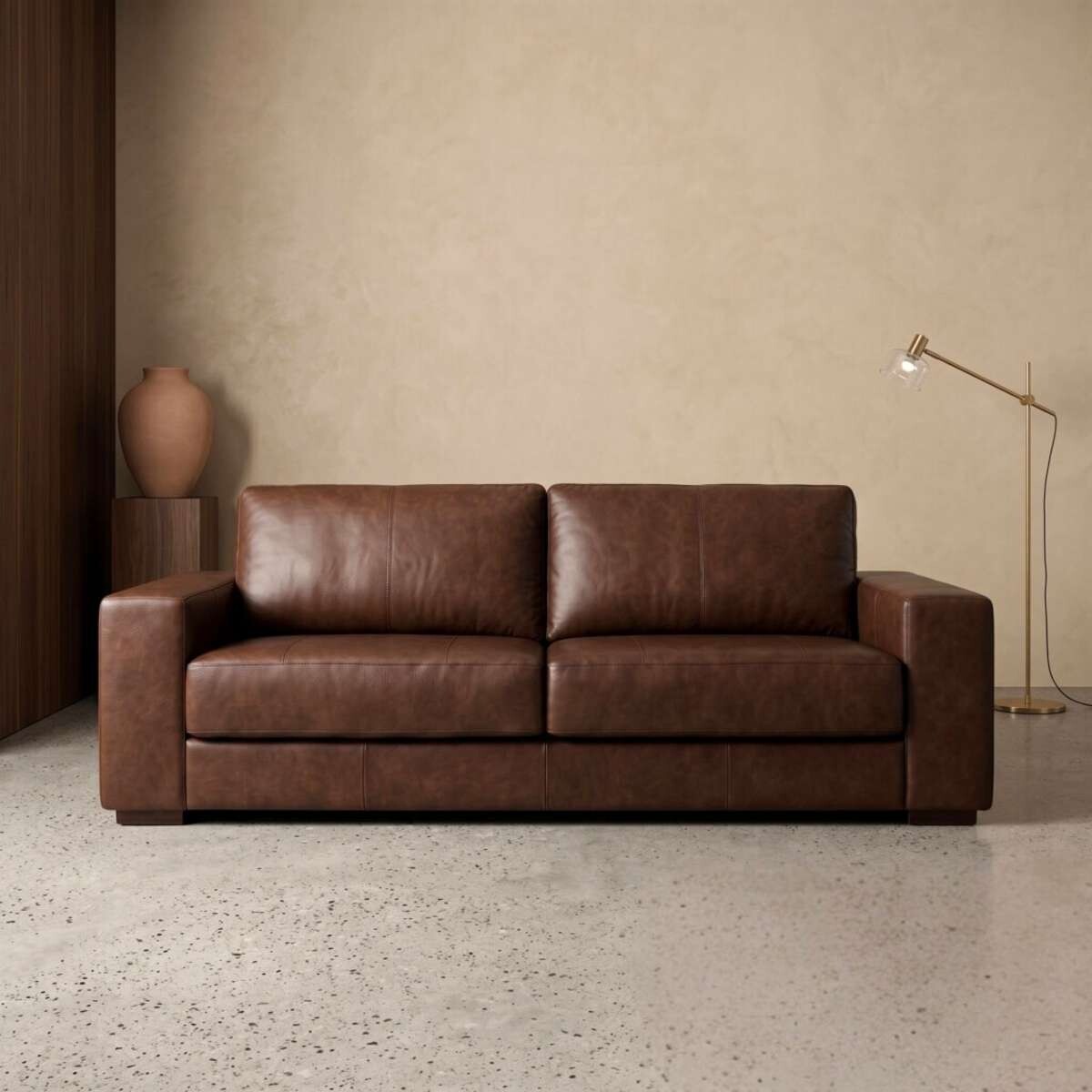 Sillon 3 cuerpos Como 100% Cuero - Caramelo 