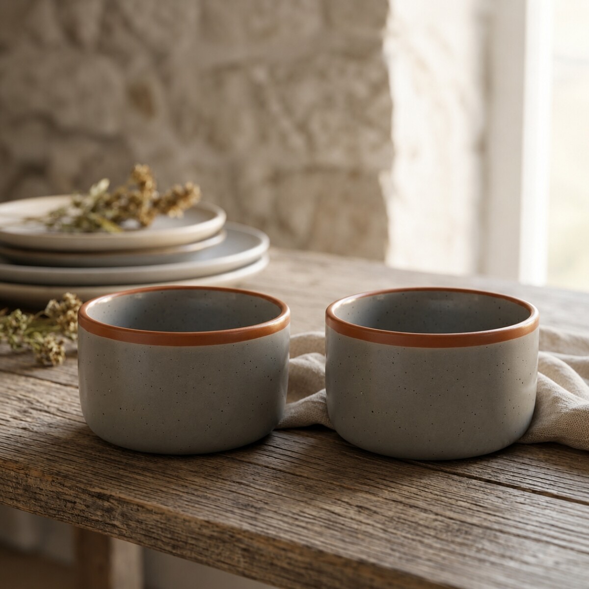 Set x2 Ramequin cerámica 9x5,5 cm - GRIS 
