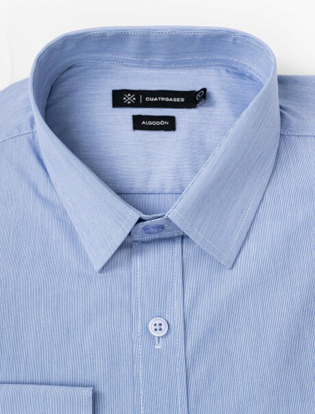 Camisa m/l micro cuadro-raya azul