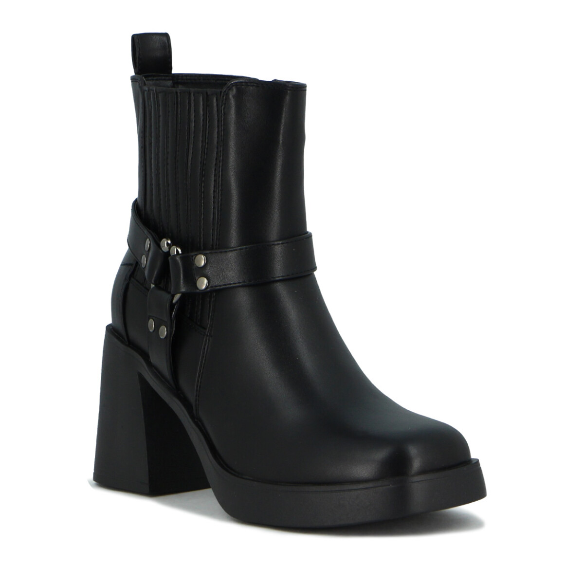Bota Mujer Darkness Con Hebilla Y Elástico - Negro 