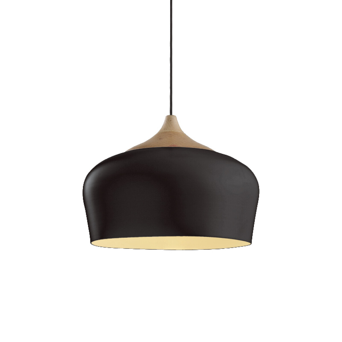 Lámpara colgante campana metal negro y madera Ø35 - IX9041 