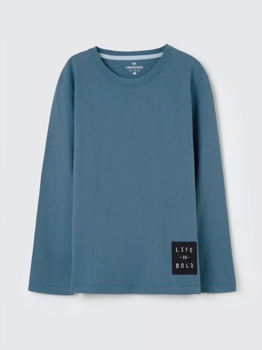 CAMISETA MANGA LARGA INFANTIL CON ESTAMPA - CELESTE 