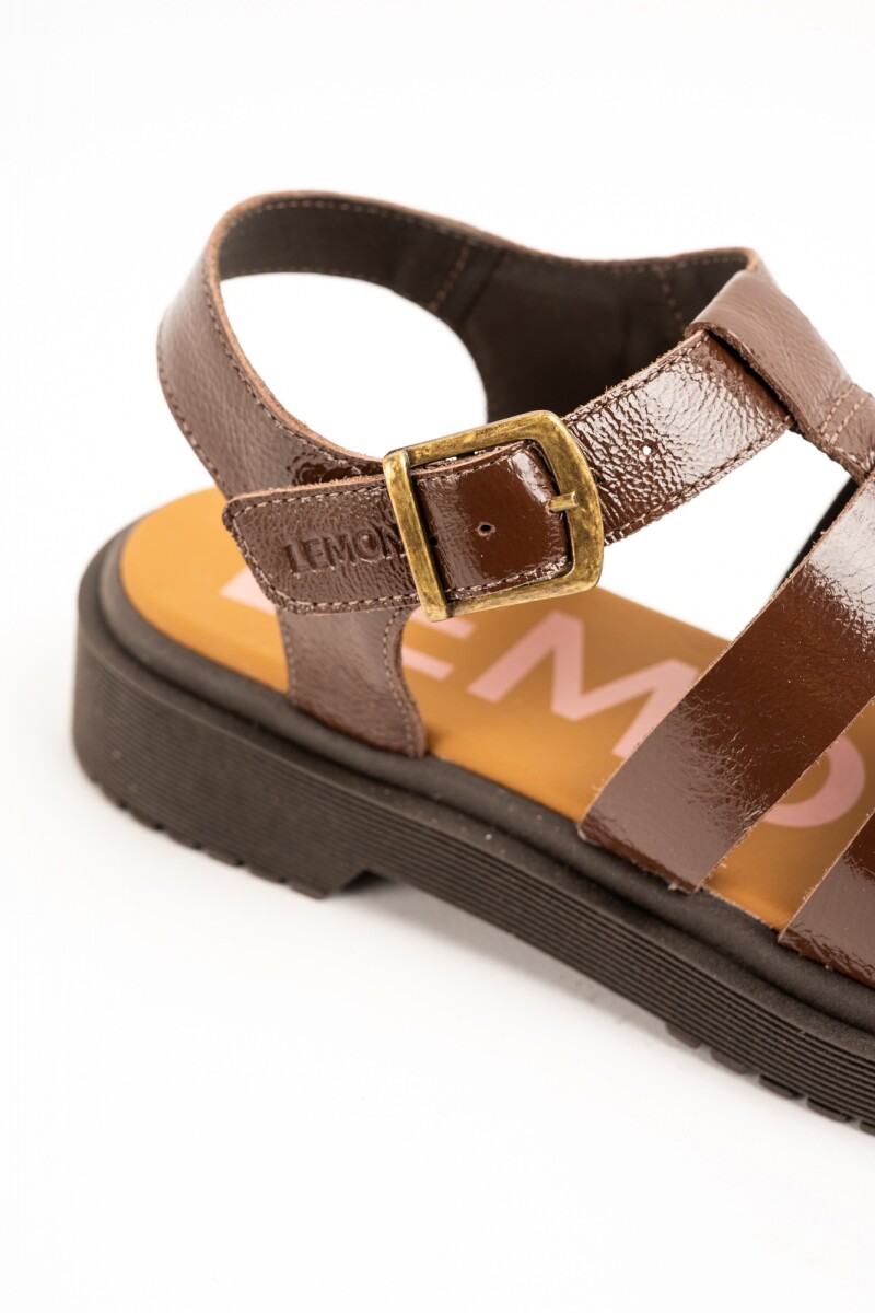 Sandalias Cangrejeras De Cuero Chocolate
